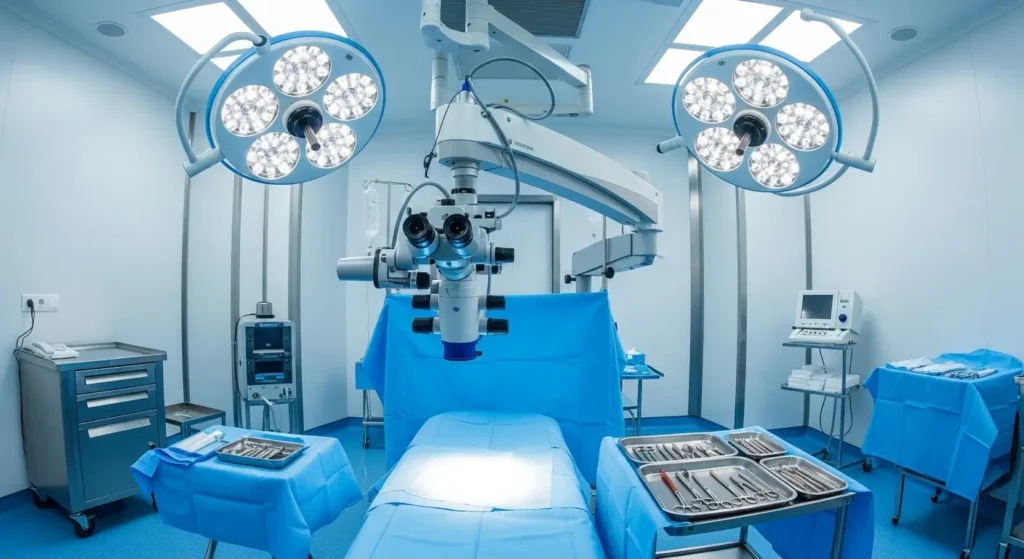 Bloc opératoire d ophtalmologie dans une clinique privée au Maroc