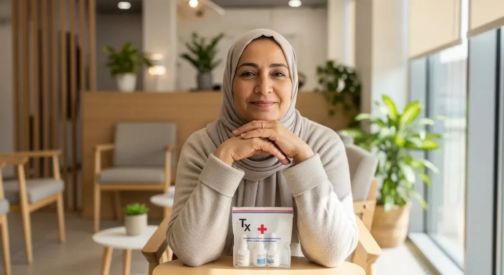 Patiente marocaine soulagée après son opération du glaucome